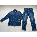 Burberry...New full-print polka-dot denim suit trousers