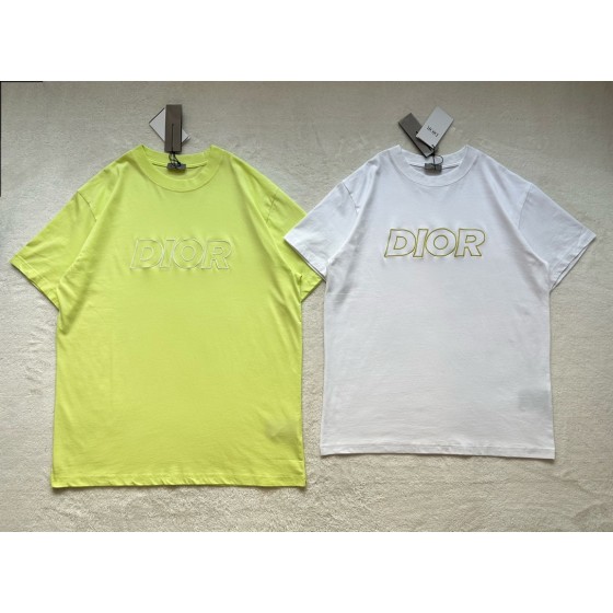 Dior...new large letter embroidery round neck short sleeves