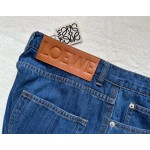 Loewe…leather denim shorts