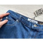 Loewe…leather denim shorts