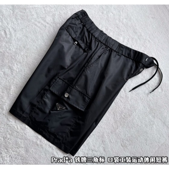 Prada... New triangle logo tooling multi-pocket functional shorts