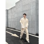 Prada…Triangle brand single-breasted washed light blue denim short-sleeved shirt jacket