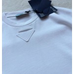 Prada...New White Triangle Cloth Label Round Neck Short Sleeves
