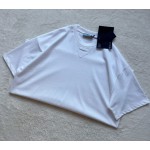 Prada...New White Triangle Cloth Label Round Neck Short Sleeves