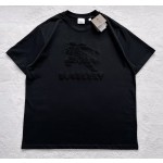 Burberry...Big Horse Towel Embroidered All Black Round Neck Short Sleeves