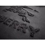 Burberry...Big Horse Towel Embroidered All Black Round Neck Short Sleeves