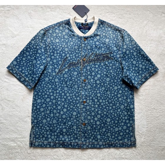 Louis Vuitton Polka Dot Print Denim Short Sleeve Shirt Jacket
