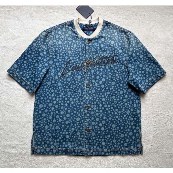 Louis Vuitton Polka Dot Print Denim Short Sleeve Shirt Jacket