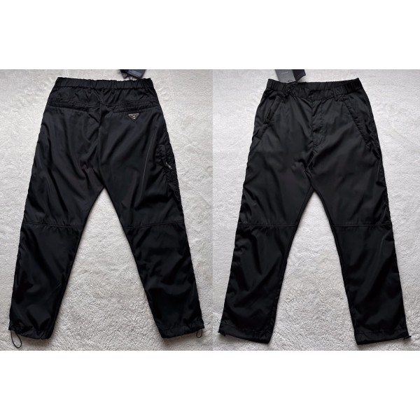 Prada's new splicing side zipper rear hip iron brand triangle standard tooling casual trousers