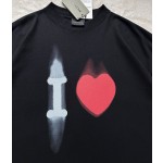 Balenciaga 520 Love Heart Valentine's Day Round Neck Short Sleeve