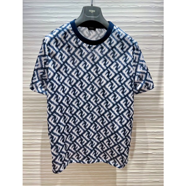 Fendi Tech Mesh All Over Print Crew Neck Short Sleeves