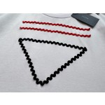 Prada's new contrasting color triangle webbing triangle logo short sleeves