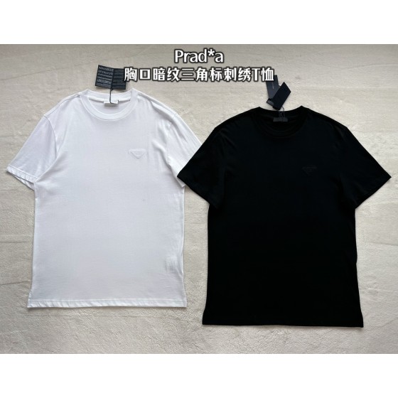 Prada 2023 latest triangle logo pocket short-sleeved T-shirt