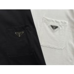 Prada 2023 new official website latest triangle logo pocket short-sleeved T-shirt