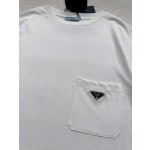 Prada 2023 new official website latest triangle logo pocket short-sleeved T-shirt