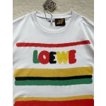 Loewe Color Stripe Print Round Neck Short Sleeves