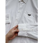 Prada latest white cotton poplin lapel shirt