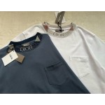 Dior knitted floral collar solid color round neck embroidery short sleeves