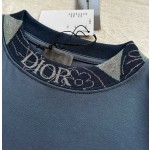 Dior knitted floral collar solid color round neck embroidery short sleeves