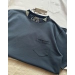 Dior knitted floral collar solid color round neck embroidery short sleeves