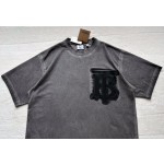 Burberry new ink gray large letter short sleeve