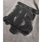 Burberry new ink gray large letter short sleeve