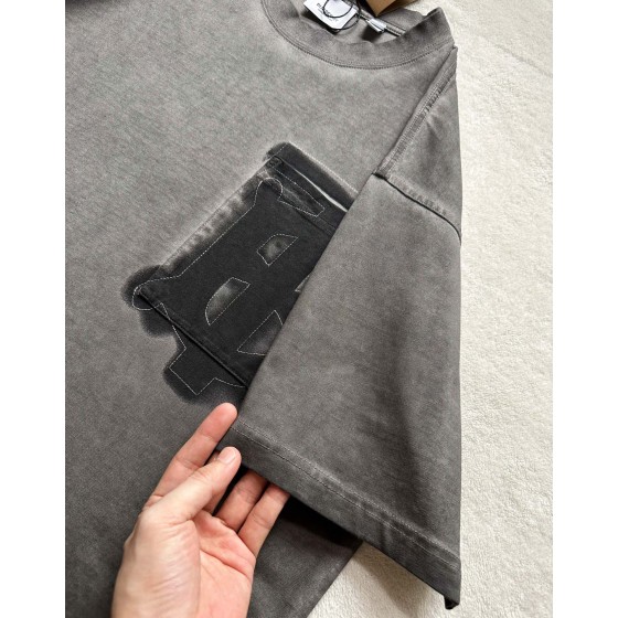 Burberry new ink gray large letter short sleeve
