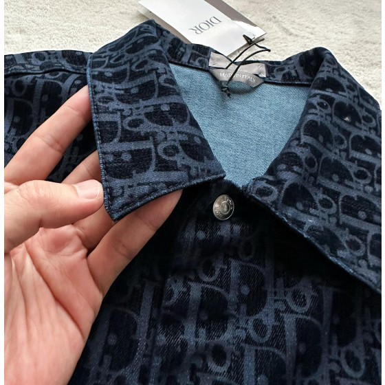 Dior barrage old flower flocking denim jacket