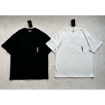 YSL large logo embroidery pocket T-shirt