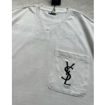 YSL large logo embroidery pocket T-shirt
