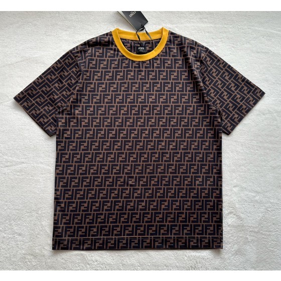 Fendi active full print FF barrage style contrast color round neck color matching T-shirt