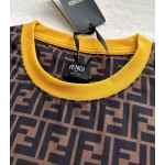 Fendi active full print FF barrage style contrast color round neck color matching T-shirt
