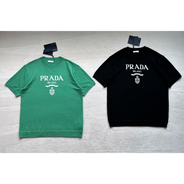 Prada wool and cashmere jersey-blend crewneck T-shirt