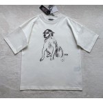 Dior sketch dog print round neck short sleeves