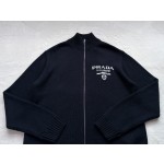 Prada spring and summer latest woolen knitted zipper sweater cardigan jacket
