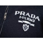 Prada spring and summer latest woolen knitted zipper sweater cardigan jacket