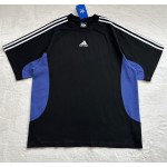 Balenciaga's new red and blue stitching sports three bars embroidery T-shirt