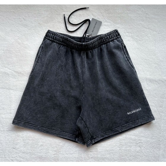 Balenciaga heavy industry wash ink black ➕ white embroidery sports shorts