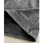 Balenciaga heavy industry wash ink black ➕ white embroidery sports shorts