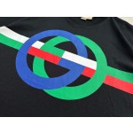 Gucci's new contrasting color circle printing round neck short sleeves: apricot white ➕ black