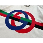 Gucci's new contrasting color circle printing round neck short sleeves: apricot white ➕ black