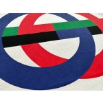 Gucci's new contrasting color circle printing round neck short sleeves: apricot white ➕ black