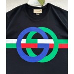 Gucci's new contrasting color circle printing round neck short sleeves: apricot white ➕ black