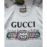 Gucci's latest iconic GG horizontal stripe colorful phantom rabbit current letter T-shirt