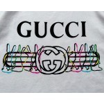 Gucci's latest iconic GG horizontal stripe colorful phantom rabbit current letter T-shirt