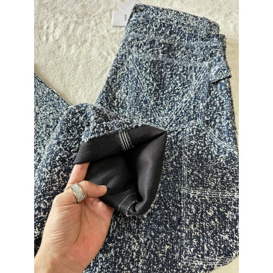 bottega veneta tasseled denim trousers