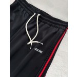 Celine 23 spring and summer new red and black color ribbon sports suit trousers