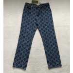 Gucci heavy industry wash water GG barrage jacquard denim trousers