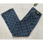 Gucci heavy industry wash water GG barrage jacquard denim trousers
