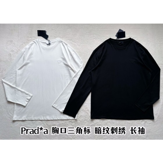 Prada new dark pattern triangle logo embroidery long sleeves